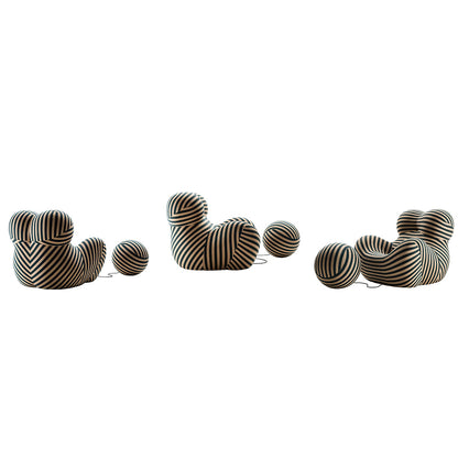 Up 50 Lounge Chair | Beige Teal Striped Soara Upholstery