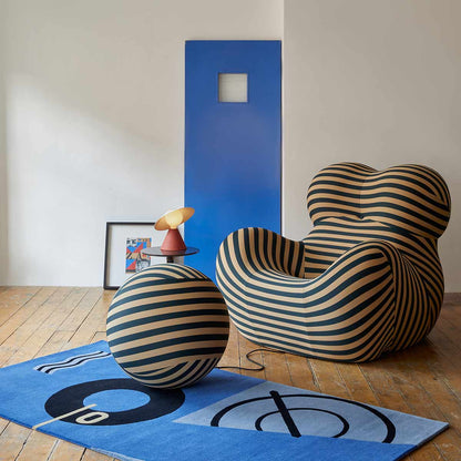 Up 50 Lounge Chair | Beige Teal Striped Soara Upholstery