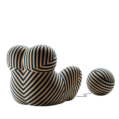 Up 50 Lounge Chair | Beige Teal Striped Soara Upholstery