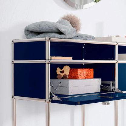 USM Small Narrow Console | Steel Blue Lacquer Panels