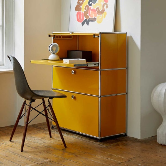 USM Bureau with Drawer | Golden Yellow Lacquer Panels