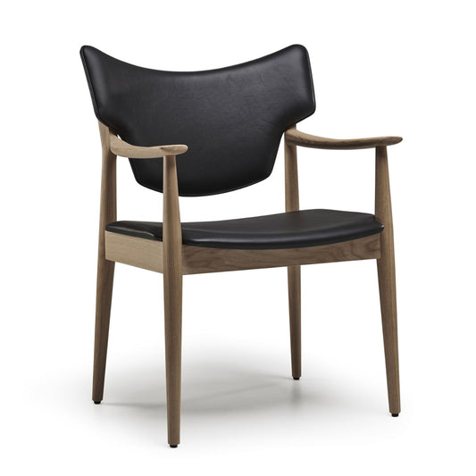 Veng Dining Armchair | Black Leather Seat and Back