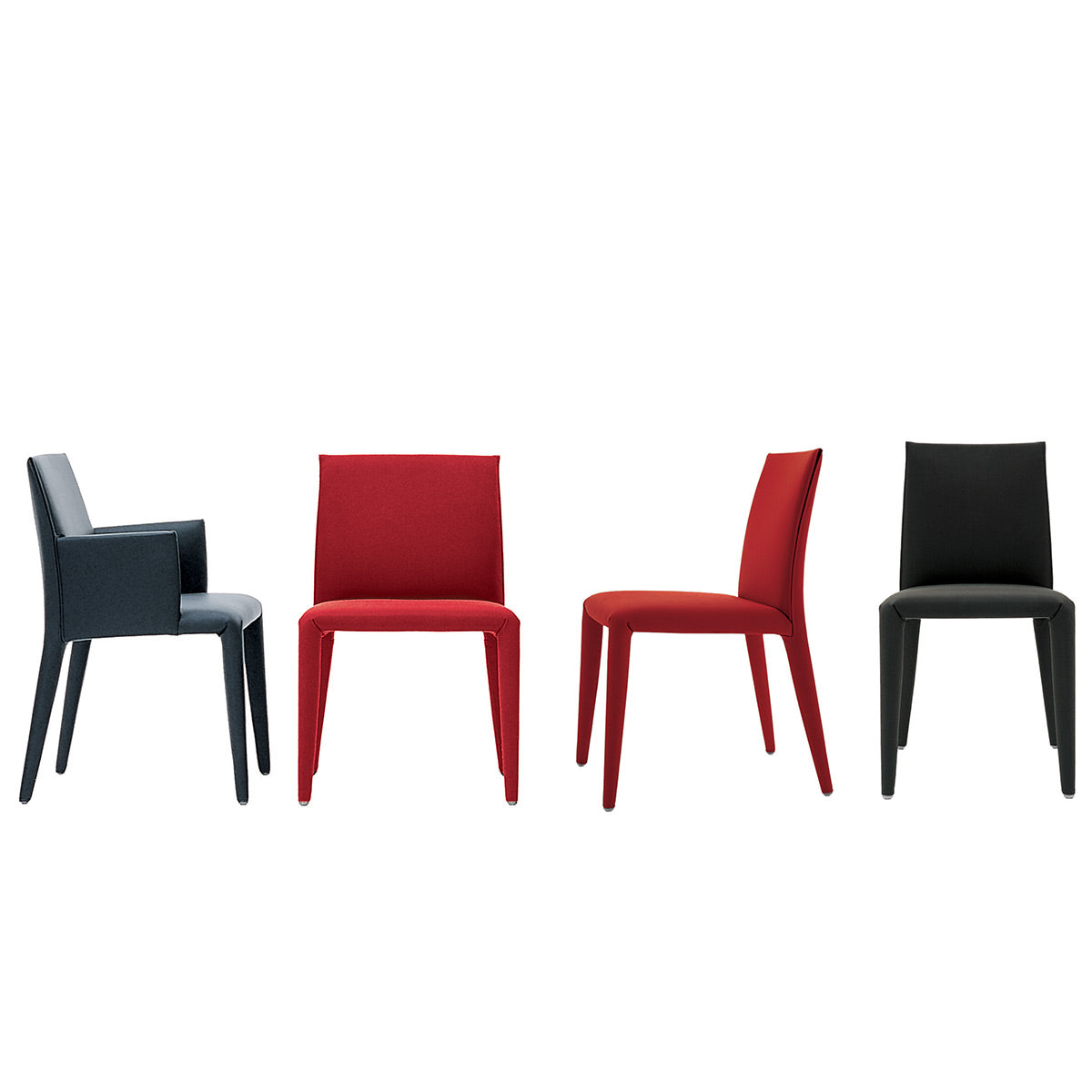 Vol Au Vent Dining Chair | Black Red Bellano Fabric Upholstery