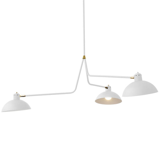Waldorf Triple Suspension Lamp | White with Brass Details