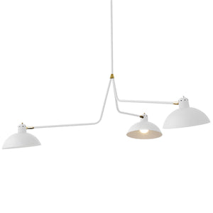 Waldorf Triple Suspension Lamp | White with Brass Details