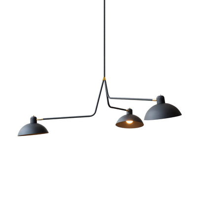 Waldorf Triple Suspension Lamp | Black with Brass Details