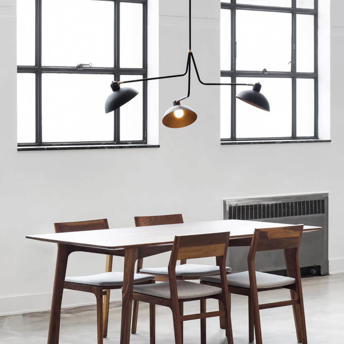 Waldorf Triple Suspension Lamp | Black with Brass Details