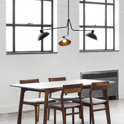 Waldorf Triple Suspension Lamp | Black with Brass Details