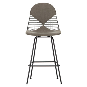 Eames Wire Stool Medium Upholstered | Nero/Ivory Hopsak 23 Upholstery