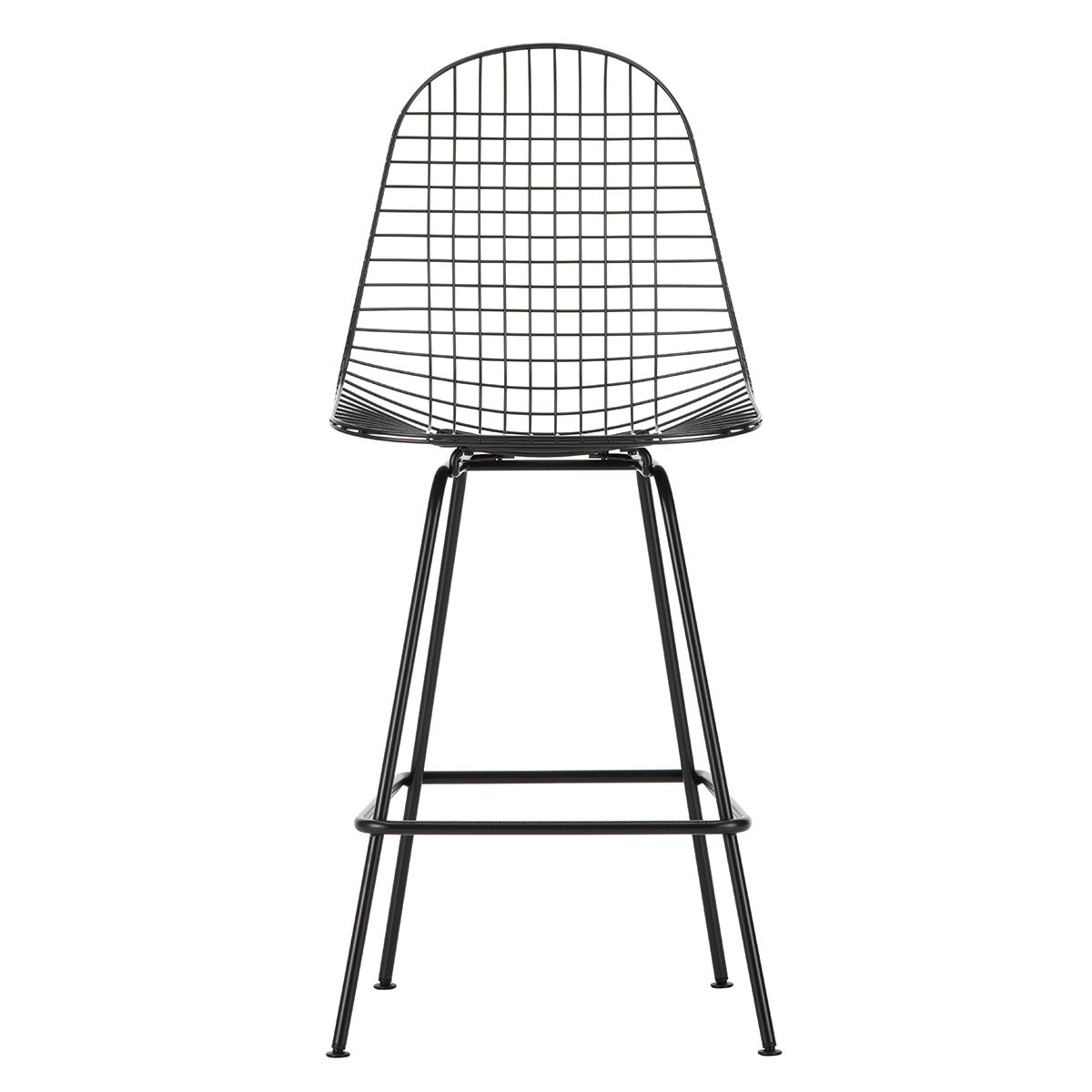 Eames Wire Stool Medium | Dark Powder Coat Frame with Felt Glides