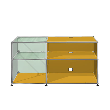 USM Glass Media Unit | Golden Yellow Lacquer Panels