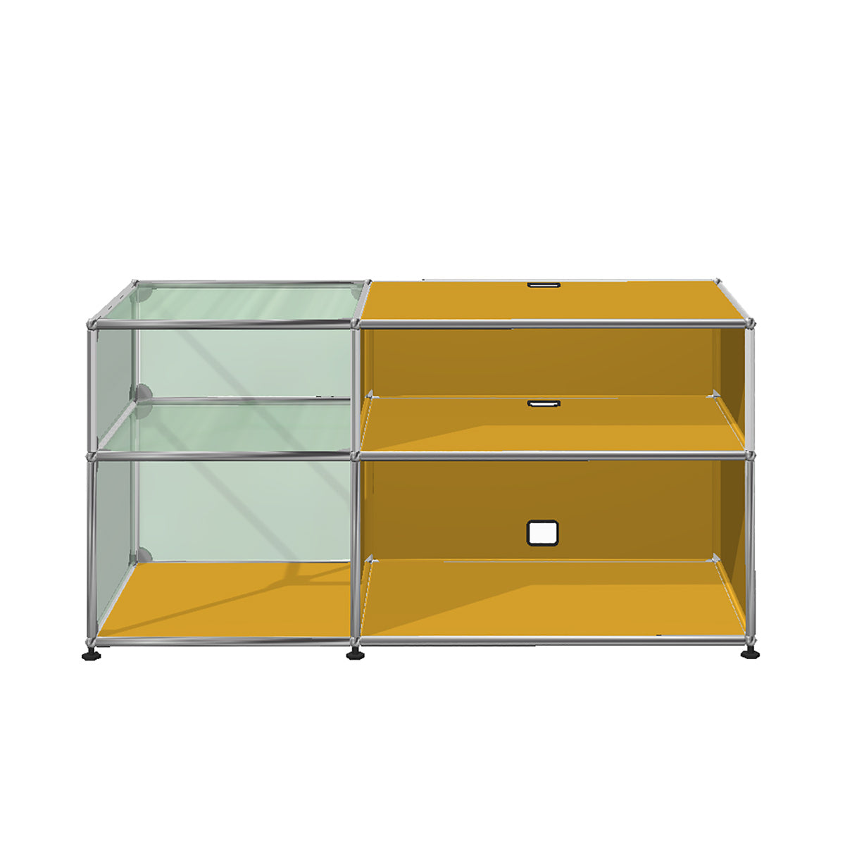 USM Glass Media Unit | Golden Yellow Lacquer Panels