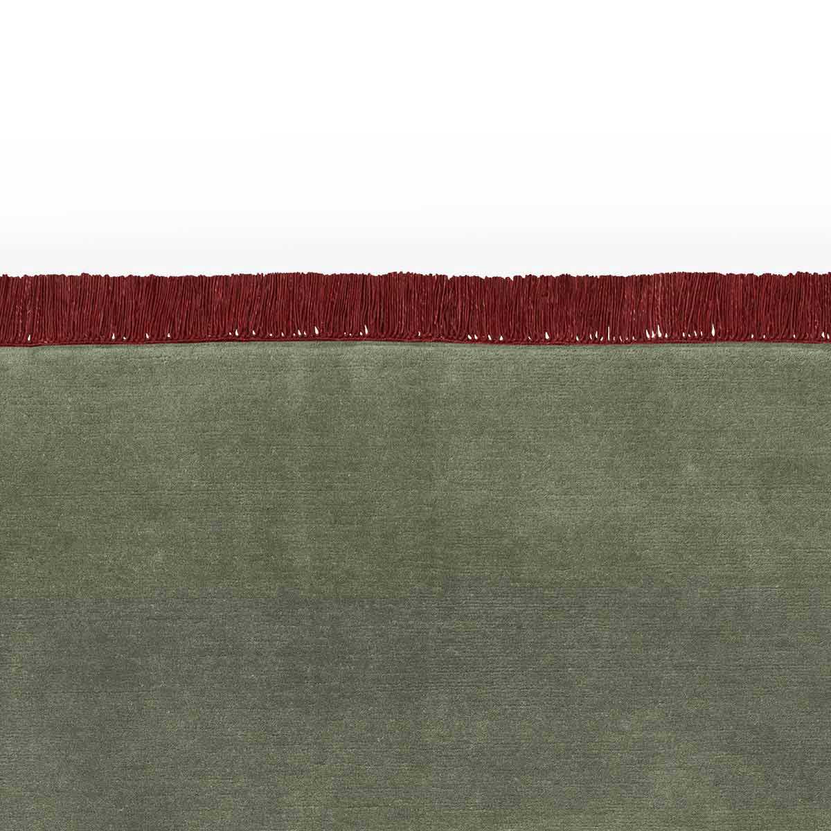 Zenit Cross Coloured Fringes Rug | Green Burgundy 100% New Zealand Wool 1024