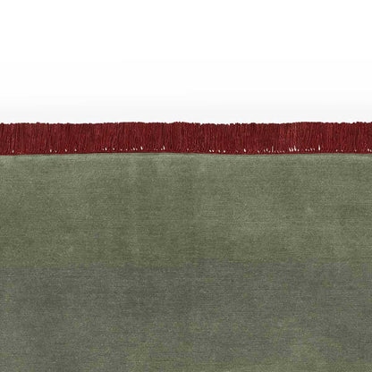Zenit Cross Coloured Fringes Rug | Green Burgundy 100% New Zealand Wool 1024