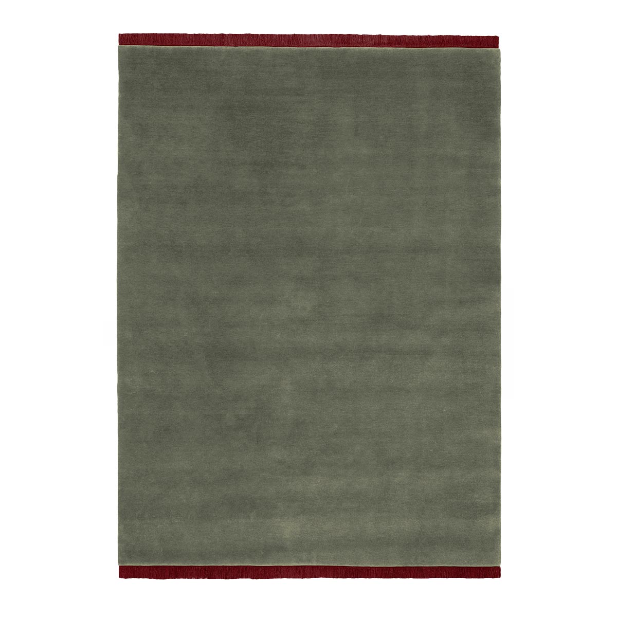 Zenit Cross Coloured Fringes Rug | Green Burgundy 100% New Zealand Wool 1024