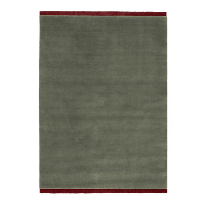Zenit Cross Coloured Fringes Rug | Green Burgundy 100% New Zealand Wool 1024