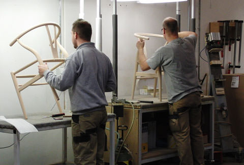 The Wishbone Chair is carefully assembled from 14 separate parts