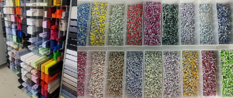 Drawer batons and screws in matching lacquer colours
