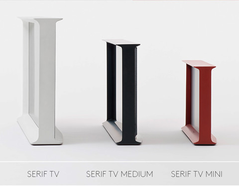 Serif TV available in three sizes and three colours