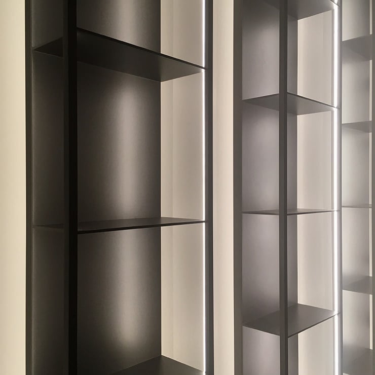 Salone del Mobile Porro Gap illuminated wall shelving