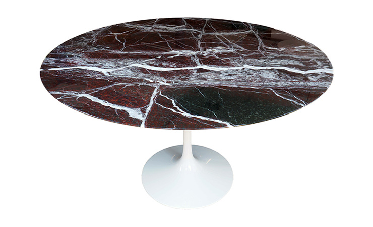 Saarinen dining table in rosso rubino marble by Eero Saarinen for Knoll