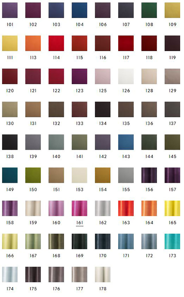 Palette of 69 colours of Dedar Adamo & Eva cotton velvet for Aram Store