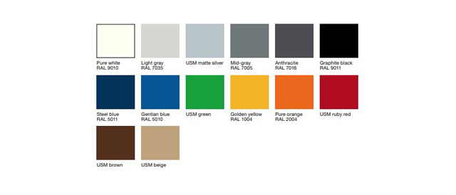 USM's fourteen standard colour swatches