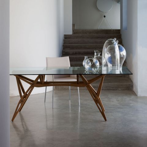 Reale Table 180cm - glass top oak frame