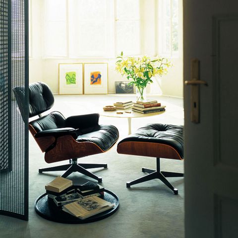 Eames Lounge Ottoman Santos by Charles and Ray Eames for Vitra - Aram Store