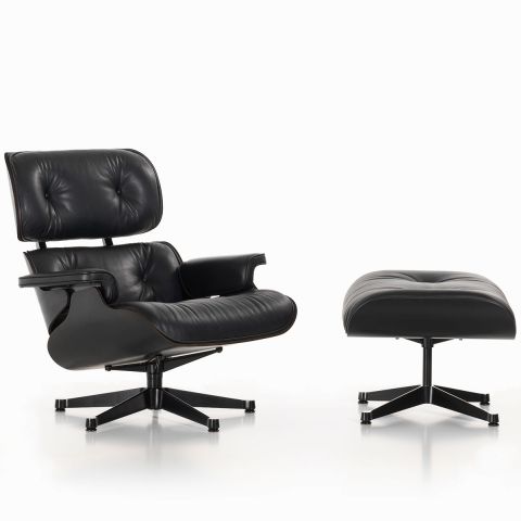 Charles and Ray Eames Classic Black Lounge Chair and Ottoman for Vitra - Aram Store
