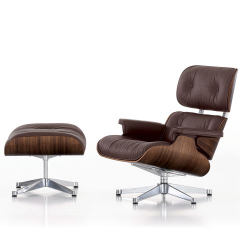 Charles and Ray Eames Large Black Walnut Lounge Chair and Ottoman for Vitra - Aram Store