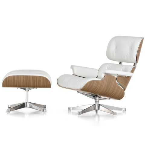 Charles & Ray Eames Large White Lounge Chair and Ottoman for Vitra - Aram Store